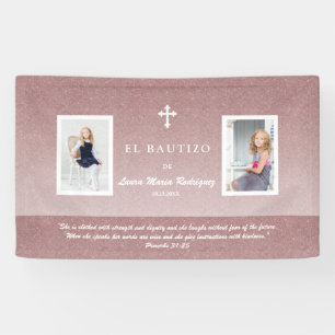 Elegant Roos Gold Bautizo Baptism Girl Foto Spandoek