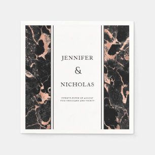 Elegant Roos Gold & Black marble Wedding Servet