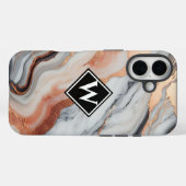 Elegant Roos Gold Black Marmer Monogram Case-Mate iPhone Case (Achterkant (horizontaal))