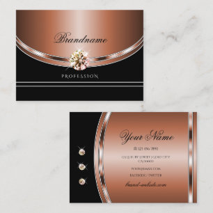 Elegant Roos Gold Black Sparking Faux Rhinestones Visitekaartje