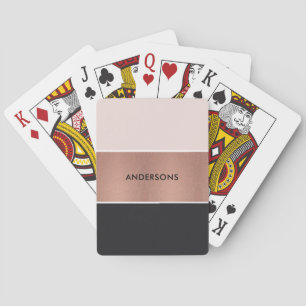 ELEGANT ROOS GOLD BLUSH PINK COPPER BLACK STRIPS POKERKAARTEN