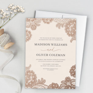 Elegant Roos Gold + Blush Pink Wedding Real Folie Uitnodiging