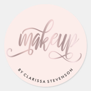 Elegant roos gold & blush roze make-up kunstenaar ronde sticker