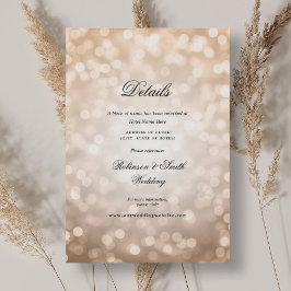 Elegant Roos Gold Bokeh Lights Wedding Details Informatiekaartje