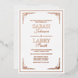 Elegant Roos Gold border Traditional Wedding Folie Uitnodiging