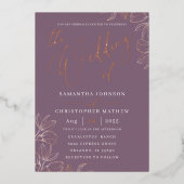 Elegant Roos Gold Botanical De bruiloft van Folie Uitnodiging (Voorkant)