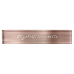 Elegant Roos Gold Brushed Metal Folie Handschrift Naambordje