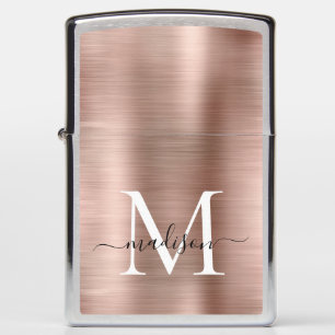 Elegant Roos Gold Brushed Metal Monogram Script