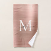 Elegant Roos Gold Brushed Metal Monogram Script Bad Handdoek (Handdoek)