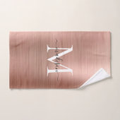 Elegant Roos Gold Brushed Metal Monogram Script Bad Handdoek (Handdoek)