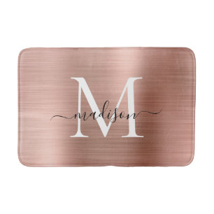 Elegant Roos Gold Brushed Metal Monogram Script Badmat