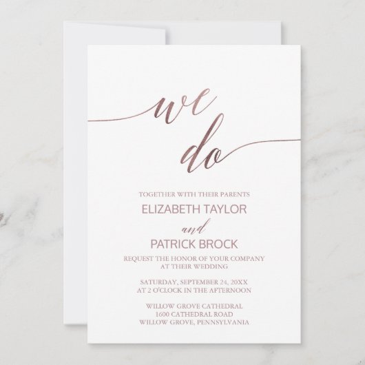 Elegant Roos Gold Calligrafie dat we doen Kaart (Voorkant)