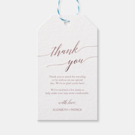 Elegant Roos Gold Calligrafie Hartelijk dank Cadeaulabel (Voorkant)