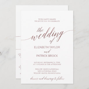 Elegant Roos Gold Calligrafie in één keer Kaart