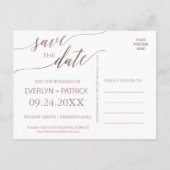 Elegant Roos Gold Calligrafie Sparen de Datum Aankondigingskaart (Achterkant)