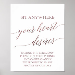 Elegant Roos Gold Calligrafie Uw hartverlangen Poster
