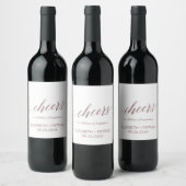 Elegant Roos Gold Calligraphy Cheers Wine Labels Wijn Etiket (Flessen)