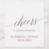 Elegant Roos Gold Calligraphy Cheers Wine Labels Wijn Etiket (Enkel label)