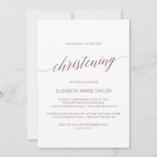 Elegant Roos Gold Calligraphy Christening Kaart