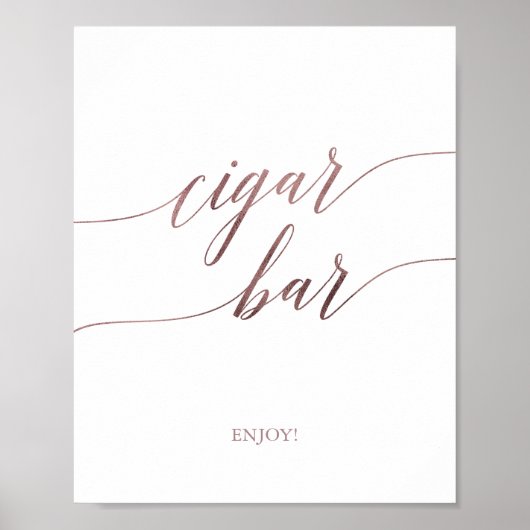 Elegant Roos Gold Calligraphy Cigar Bar Sign. Poster (Voorkant)