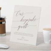 Elegant Roos Gold Calligraphy Ivory Keepomwille Qu Reclamebord Met Voetstuk (Insitu)