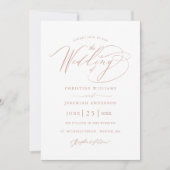 Elegant Roos Gold Calligraphy Metallic Wedding Kaart (Voorkant)
