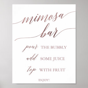 Elegant Roos Gold Calligraphy Mimosa Bar Sign. Poster