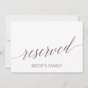 Elegant Roos Gold Calligraphy Reserved Sign Kaart
