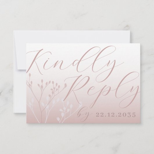 Elegant Roos Gold Calligraphy RSVP Wedding (Voorkant)