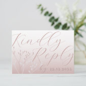 Elegant Roos Gold Calligraphy RSVP Wedding (Staand voorkant)