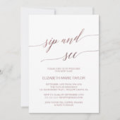 Elegant Roos Gold Calligraphy Sip and See Kaart (Voorkant)