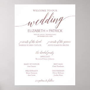 Elegant Roos Gold Calligraphy Sm Wedding Program Poster