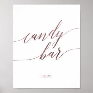 Elegant Roos Gold Calligraphy Snoep Bar Sign. Poster