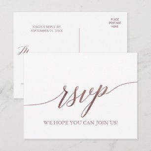 Elegant Roos Gold Calligraphy Song Request RSVP Uitnodiging Briefkaart