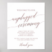 Elegant Roos Gold Calligraphy Unplugged Ceremony Poster (Voorkant)