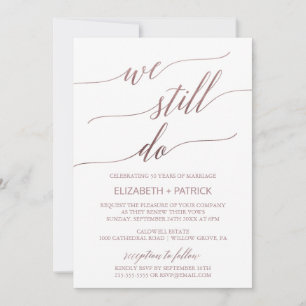 Elegant Roos Gold Calligraphy Vow Renewal Kaart