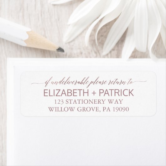 Elegant Roos Gold Calligraphy Wedding Etiket (Insitu)