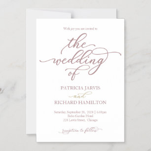 Elegant Roos Gold Calligraphy Wedding Invitation Magnetische Uitnodiging