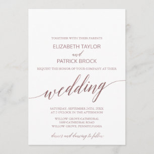 Elegant Roos Gold Calligraphy Wedding Kaart