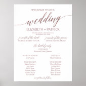 Elegant Roos Gold Calligraphy Wedding Programme Poster (Voorkant)