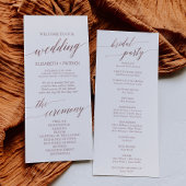 Elegant Roos Gold Calligraphy Wedding Programme Programma
