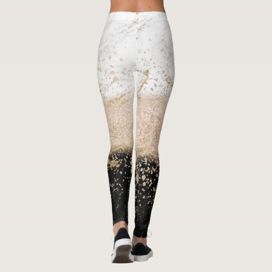 Elegant roos Gold confetti marmer Leggings (Achterkant)