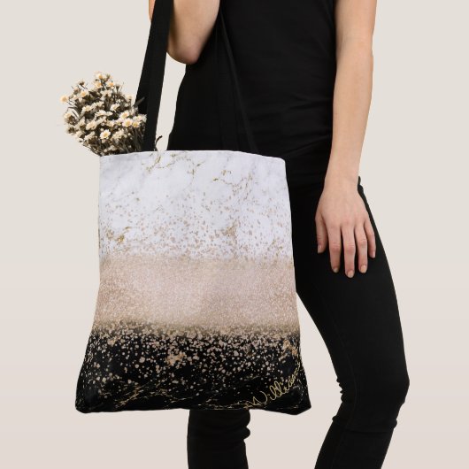Elegant roos Gold confetti marmer Tote Bag (Dichtbij)