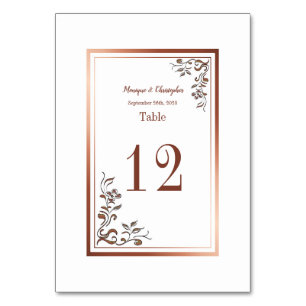 Elegant Roos Gold Copper Floral White Wedding Kaart