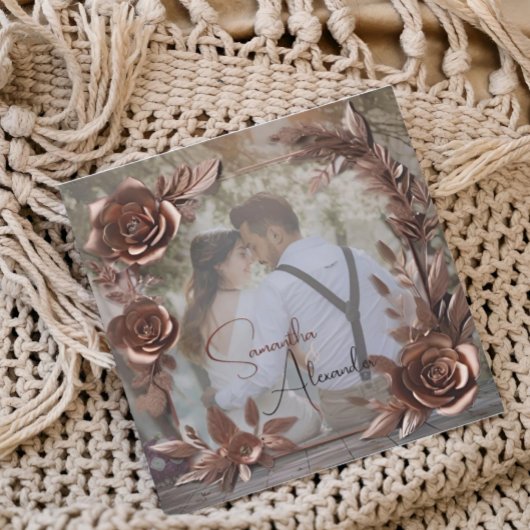 Elegant Roos Gold Custom Foto Luxe bruiloft Kaart