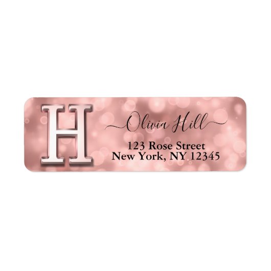 Elegant Roos Gold Custom Monogram Etiket (Voorkant)