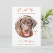 Elegant Roos Gold Custom Pet Photo Dog Weddenschap Bedankkaart (Staand voorkant)