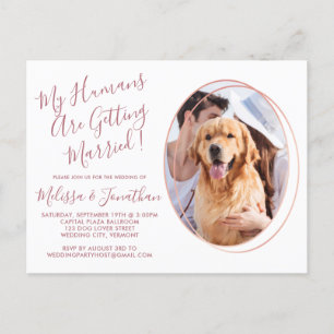 Elegant Roos Gold Custom Pet Photo Dog Weddenschap Uitnodiging Briefkaart