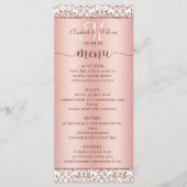 Elegant Roos Gold Damask Monogram Weddenschap Menu (Voorkant)