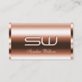 Elegant Roos Gold Effect 3D Optisch monogram Visitekaartje (Voorkant)